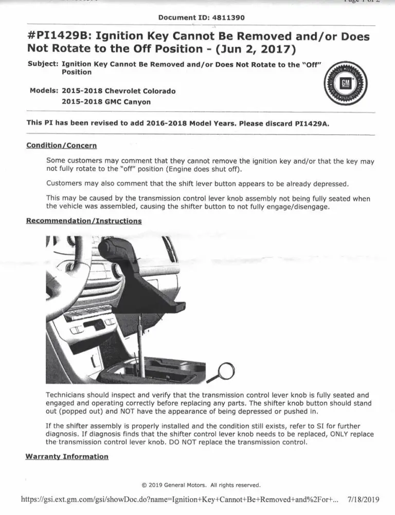 How to Release a Stuck Key in the Ignition of a Chevy Colorado?