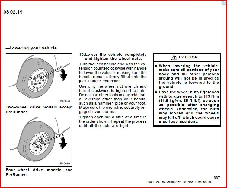 What'S the Lug Nut Torque for a Toyota Tacoma?