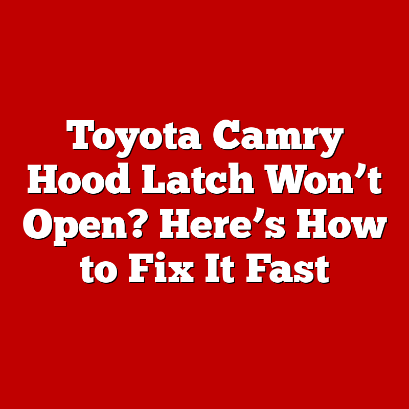 Toyota Camry Hood Latch Won’t Open? Here’s How to Fix It Fast