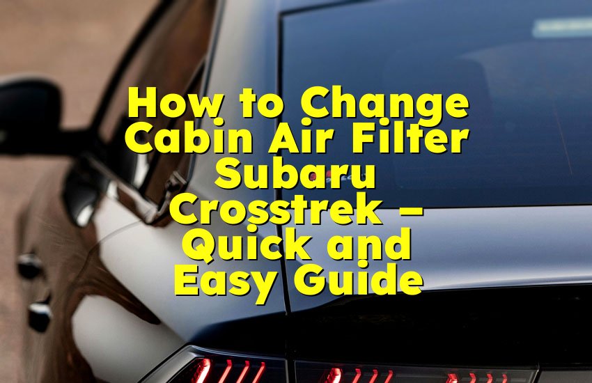 How to Change Cabin Air Filter Subaru Crosstrek – Quick and Easy Guide